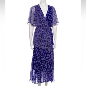LK Bennett 100% Silk Elif Navy Floral Pattern Dress Size US4